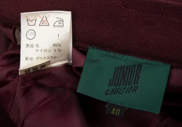 ジュニアゴルチエJUNIOR GAULTIER ウールナイロンジップポケットスカート ボルドー40 K-107064_013