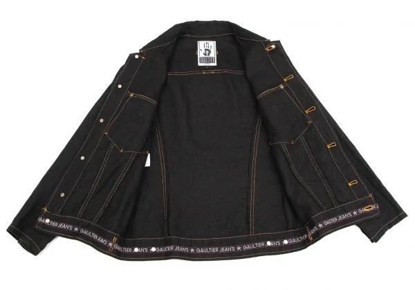ゴルチエジーンズGAULTIER JEAN'S リネン襟ワッペンジャケット 黒40 K-107069_010