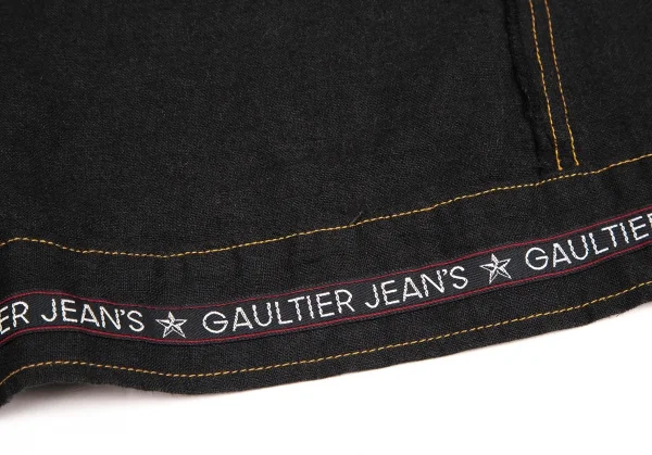 ゴルチエジーンズGAULTIER JEAN'S リネン襟ワッペンジャケット 黒40 K-107069_011