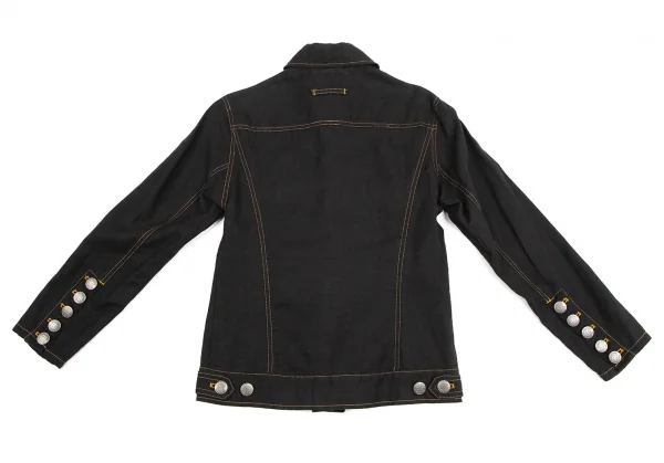 ゴルチエジーンズGAULTIER JEAN'S リネン襟ワッペンジャケット 黒40 K-107069_012