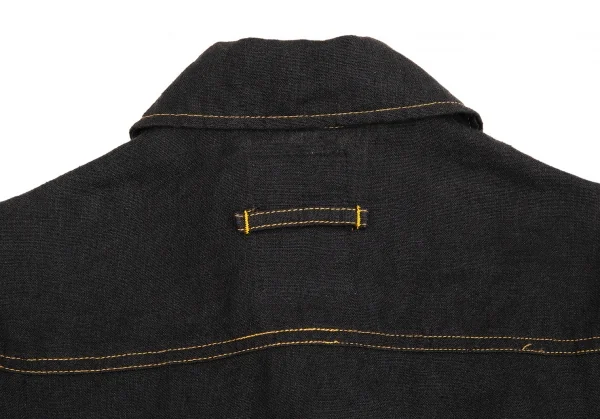 ゴルチエジーンズGAULTIER JEAN'S リネン襟ワッペンジャケット 黒40 K-107069_013