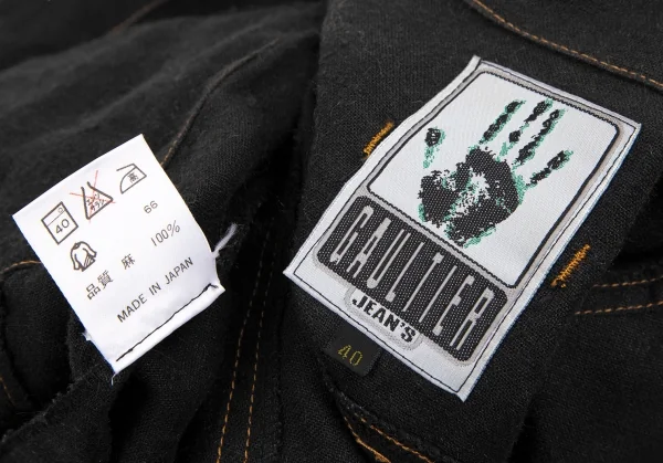 ゴルチエジーンズGAULTIER JEAN'S リネン襟ワッペンジャケット 黒40 K-107069_018