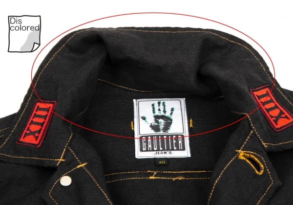 ゴルチエジーンズGAULTIER JEAN'S リネン襟ワッペンジャケット 黒40 K-107069_005