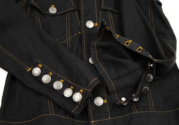 ゴルチエジーンズGAULTIER JEAN'S リネン襟ワッペンジャケット 黒40 K-107069_007