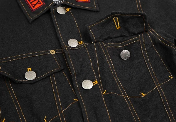 ゴルチエジーンズGAULTIER JEAN'S リネン襟ワッペンジャケット 黒40 K-107069_008