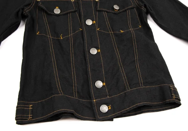 ゴルチエジーンズGAULTIER JEAN'S リネン襟ワッペンジャケット 黒40 K-107069_009
