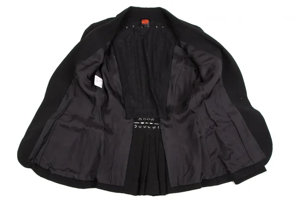 ジャンポールゴルチエJean Paul GAULTIER ウールバックレースアップメッシュ着脱ジャケット 黒40 K-107073_010