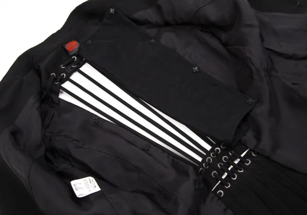 ジャンポールゴルチエJean Paul GAULTIER ウールバックレースアップメッシュ着脱ジャケット 黒40 K-107073_011