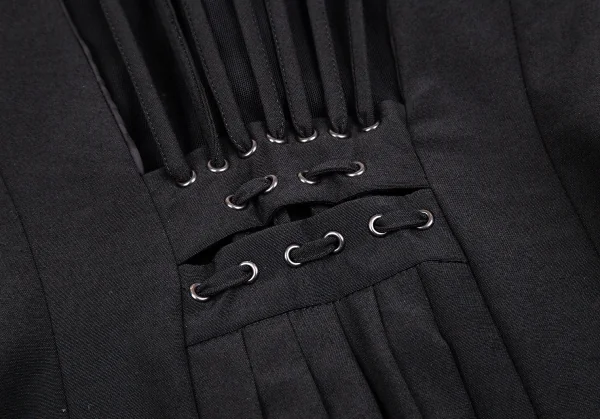 ジャンポールゴルチエJean Paul GAULTIER ウールバックレースアップメッシュ着脱ジャケット 黒40 K-107073_014