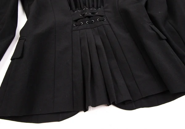 ジャンポールゴルチエJean Paul GAULTIER ウールバックレースアップメッシュ着脱ジャケット 黒40 K-107073_015
