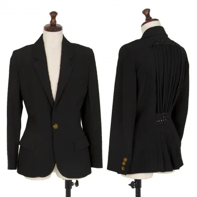 ジャンポールゴルチエJean Paul GAULTIER ウールバックレースアップメッシュ着脱ジャケット 黒