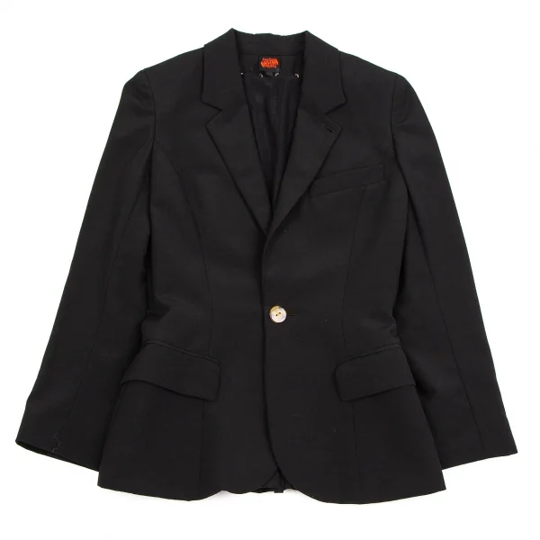 ジャンポールゴルチエJean Paul GAULTIER ウールバックレースアップメッシュ着脱ジャケット 黒40 K-107073_002