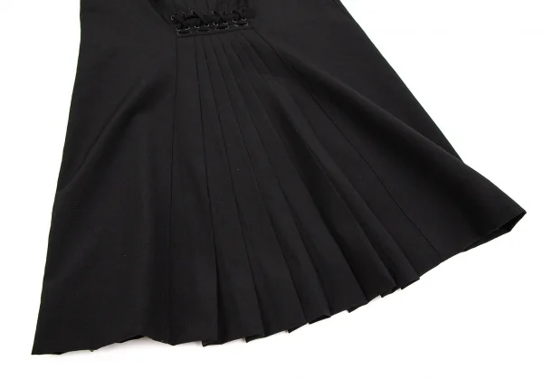 ジャンポールゴルチエJean Paul GAULTIER ウールバックレースアップロングスカート 黒38 K-107074_010