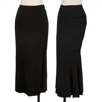 ジャンポールゴルチエJean Paul GAULTIER ウールバックレースアップロングスカート 黒