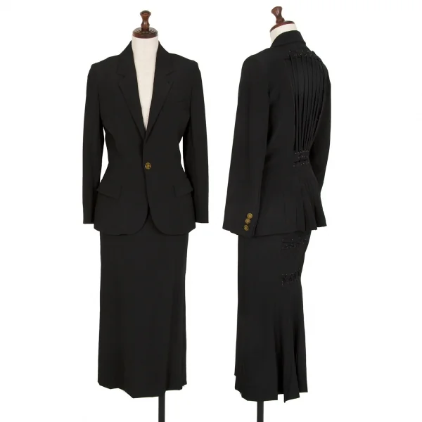 ジャンポールゴルチエJean Paul GAULTIER ウールレースアップデザインセットアップスーツ 黒40・38 K-107075_001