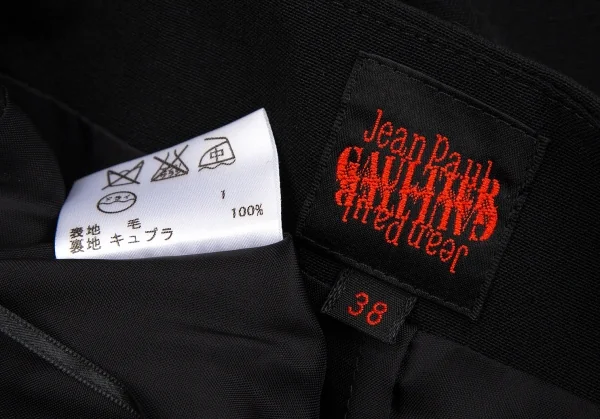 ジャンポールゴルチエJean Paul GAULTIER ウールレースアップデザインセットアップスーツ 黒40・38 K-107075_019