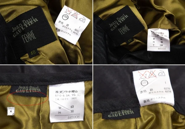 ジャンポールゴルチエ ファムJean Paul GAULTIER FEMME 光沢コットンポリ裾ボタン留め変形セットアップスーツ 黒40 K-107092_020
