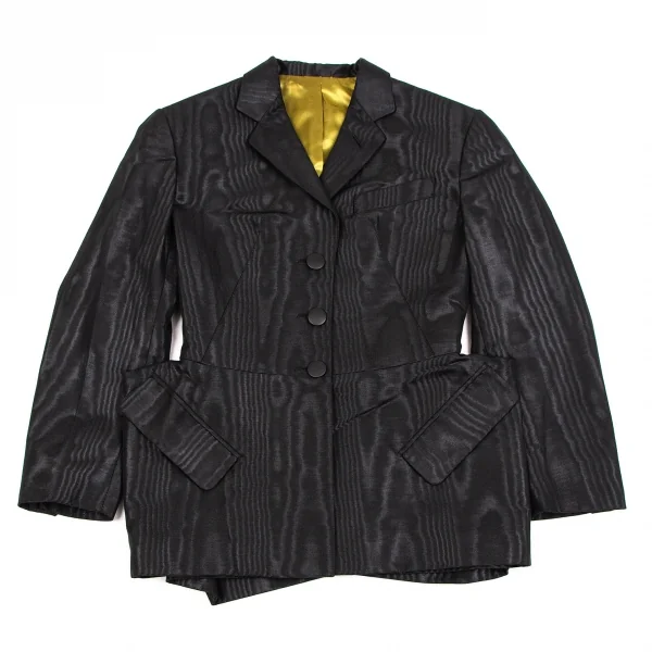 ジャンポールゴルチエ ファムJean Paul GAULTIER FEMME 光沢コットンポリ裾ボタン留め変形セットアップスーツ 黒40 K-107092_003