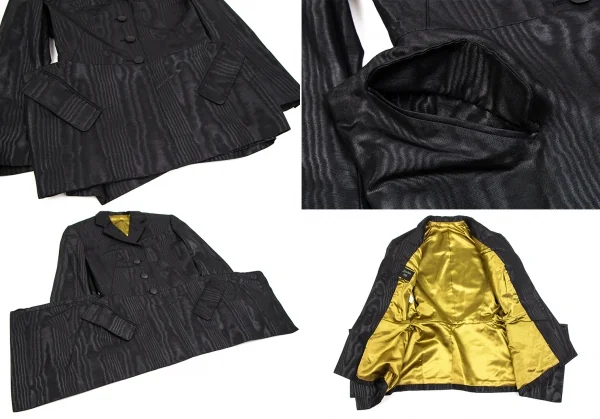 ジャンポールゴルチエ ファムJean Paul GAULTIER FEMME 光沢コットンポリ裾ボタン留め変形セットアップスーツ 黒40 K-107092_007