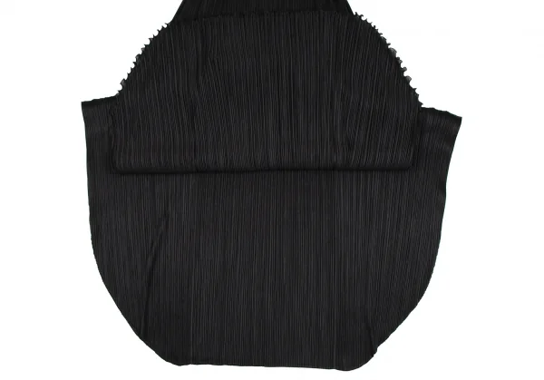 プリーツプリーズPLEATS PLEASE フリルドレープベストドッキングスカートワンピース 黒5 K-107144_011