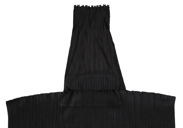 プリーツプリーズPLEATS PLEASE フリルドレープベストドッキングスカートワンピース 黒5 K-107144_014
