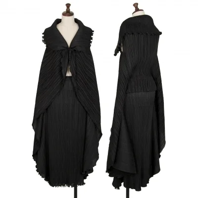 プリーツプリーズPLEATS PLEASE フリルドレープベストドッキングスカートワンピース