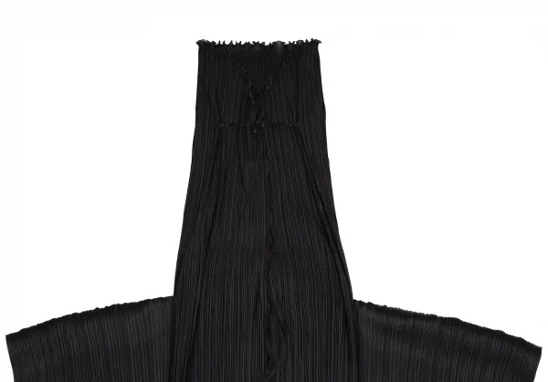 プリーツプリーズPLEATS PLEASE フリルドレープベストドッキングスカートワンピース 黒5 K-107144_003