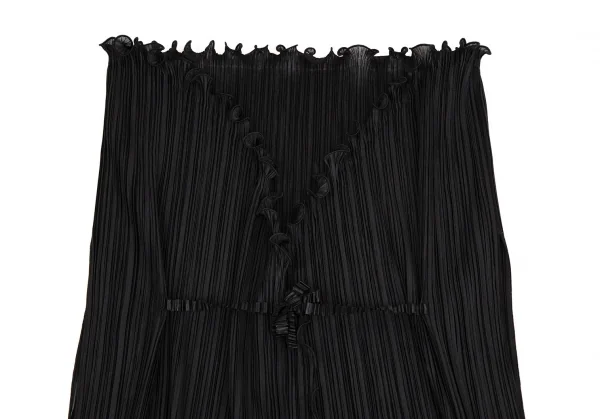 プリーツプリーズPLEATS PLEASE フリルドレープベストドッキングスカートワンピース 黒5 K-107144_004