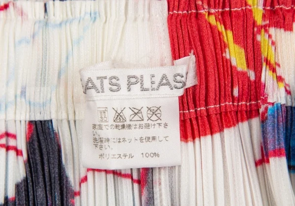 プリーツプリーズPLEATS PLEASE プリーツグラフィックプリントフレアスカート 白マルチ5 K-107150_017