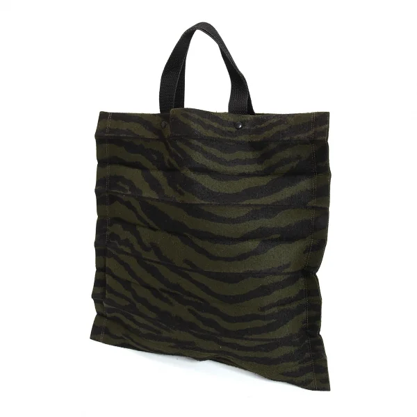 イッセイミヤケISSEY MIYAKE タイガーカモプリーツミニトートバッグ モスグリーン黒 K-107161_001