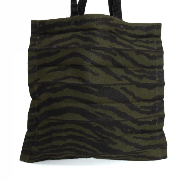 イッセイミヤケISSEY MIYAKE タイガーカモプリーツミニトートバッグ モスグリーン黒 K-107161_004