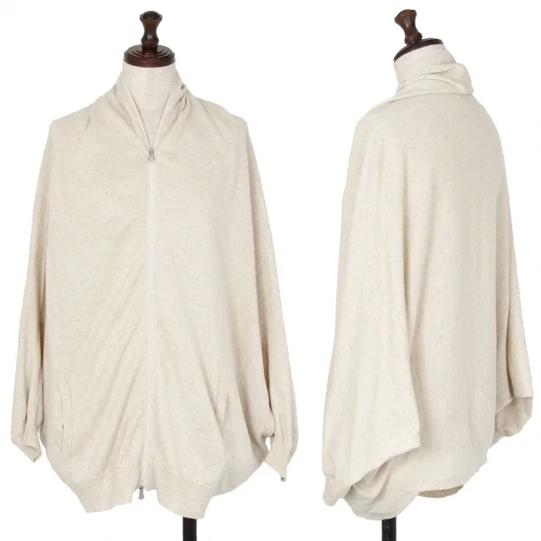 アツロウタヤマATSURO TAYAMA コットンリネンフルダブルジップサークルシルエットニット オートミール36 K-107173_001