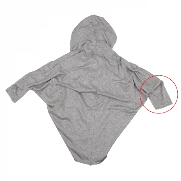 アツロウタヤマATSURO TAYAMA コットンドレープレイヤードフーテッドバックジップトップス グレー36 K-107174_010