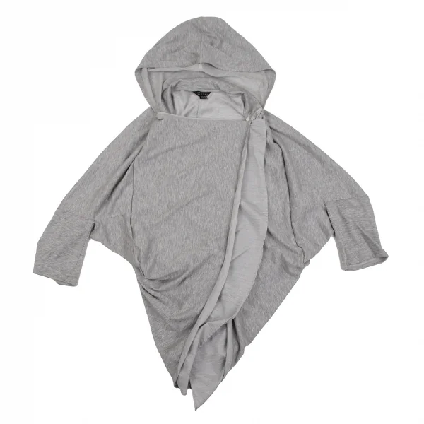 アツロウタヤマATSURO TAYAMA コットンドレープレイヤードフーテッドバックジップトップス グレー36 K-107174_002