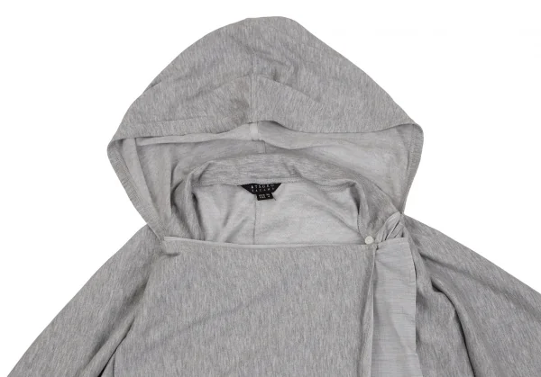 アツロウタヤマATSURO TAYAMA コットンドレープレイヤードフーテッドバックジップトップス グレー36 K-107174_003