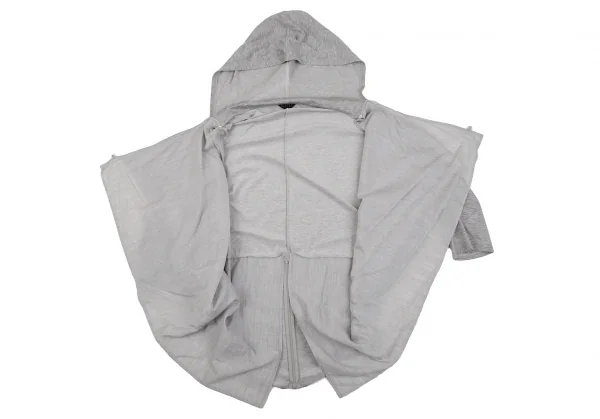 アツロウタヤマATSURO TAYAMA コットンドレープレイヤードフーテッドバックジップトップス グレー36 K-107174_009