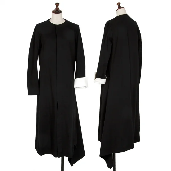 ヨウジヤマモト ファムYohji Yamamoto FEMME コットンギャバ袖切替アシンメトリーロングコート