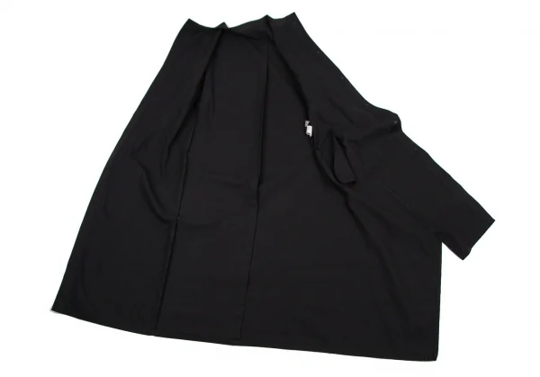 ヨウジヤマモト ファムYohji Yamamoto FEMME コットンギャバ袖切替アシンメトリーロングコート 黒3 K-107185_011
