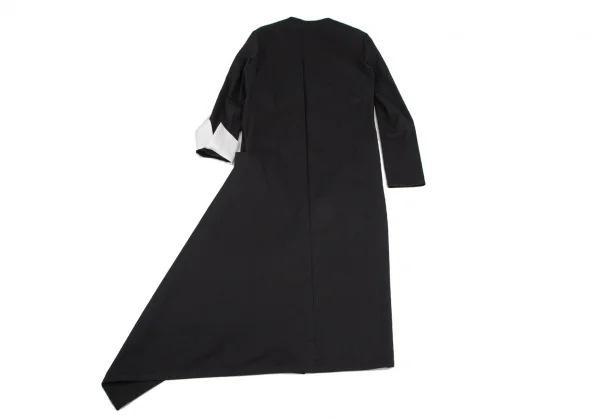ヨウジヤマモト ファムYohji Yamamoto FEMME コットンギャバ袖切替アシンメトリーロングコート 黒3 K-107185_012