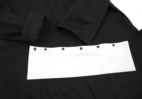 ヨウジヤマモト ファムYohji Yamamoto FEMME コットンギャバ袖切替アシンメトリーロングコート 黒3 K-107185_008