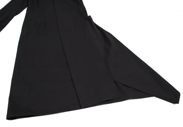 ヨウジヤマモト ファムYohji Yamamoto FEMME コットンギャバ袖切替アシンメトリーロングコート 黒3 K-107185_009