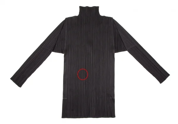 イッセイミヤケISSEY MIYAKEハイネックプリーツ長袖カットソー 黒M K-107190_009