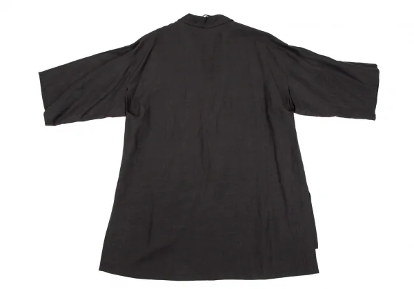 マックスマーラMax Mara シルクリネン着物スリーブボタンレスジャケット 墨黒38 K-107192_011
