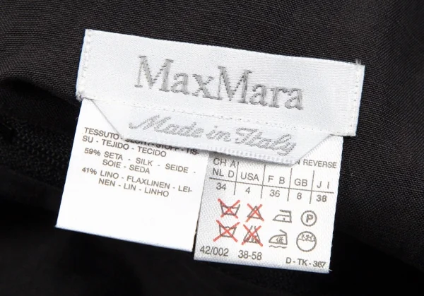 マックスマーラMax Mara シルクリネンノースリーブワンピース 墨黒38 K-107193_013