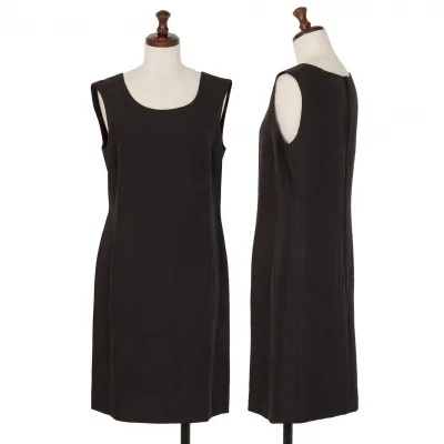 マックスマーラMax Mara シルクリネンノースリーブワンピース 墨黒