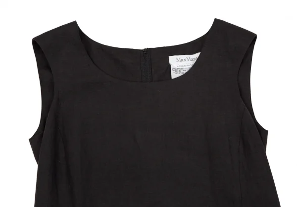 マックスマーラMax Mara シルクリネンノースリーブワンピース 墨黒38 K-107193_003