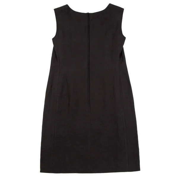 マックスマーラMax Mara シルクリネンノースリーブワンピース 墨黒38 K-107193_008