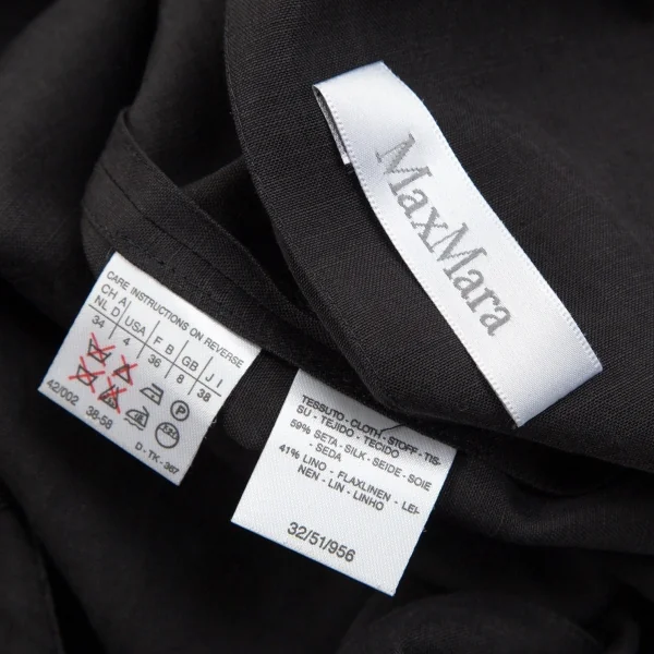 マックスマーラMax Mara シルクリネン着物スリーブセットアップ 墨黒38 K-107194_010