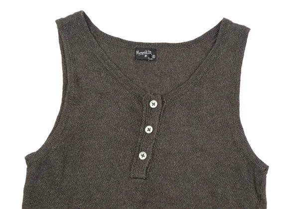 マーガレットハウエルMARGARET HOWELL リネンコットンヘンリーネックニットタンクトップ 焦げ茶II K-107196_003
