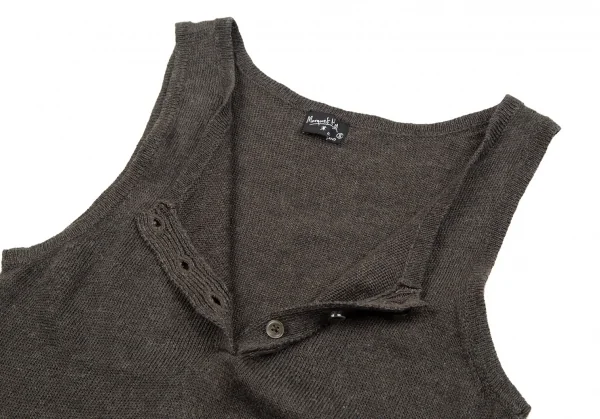 マーガレットハウエルMARGARET HOWELL リネンコットンヘンリーネックニットタンクトップ 焦げ茶II K-107196_005